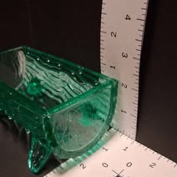 Vintage Green Vaseline Uranium Glass Trough log dish - Picture 5 of 8